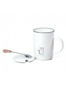 Кружка с крышкой и ложкой "Милые котята" полосатый (350 мл)