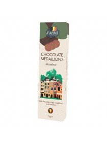 Медальоны хрустящие J’Ardel из молочного шоколада с воздушным рисом и дробленым фундуком 75г